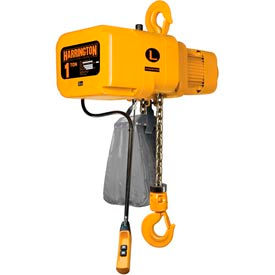 Harrington NER 1 Ton Electric Chain Hoist W/ Hook Suspension 10' Lift 14 FPM 460V NER010L-10-460V
