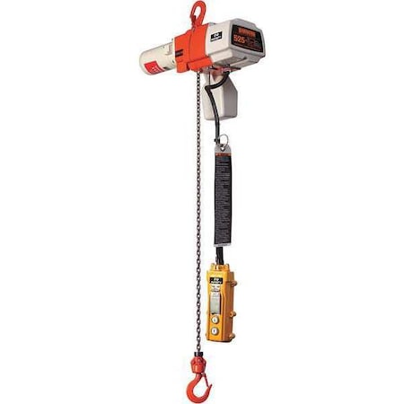 Electric Chain Hoist, 1, 050 lb, 10 ft, Hook Mounted - No Trolley, 120V AC, White and Orange MPN:ED1050DSA-10