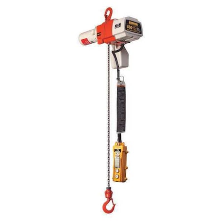 Electric Chain Hoist, 350 lb, 20 ft, Hook Mounted - No Trolley, 120V AC, White and Orange MPN:ED350DSA-20