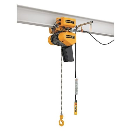 Electric Chain Hoist, 250 lb, 20 ft, Motorized Trolley, 380-460V AC, Yellow MPN:EQM001SD-20