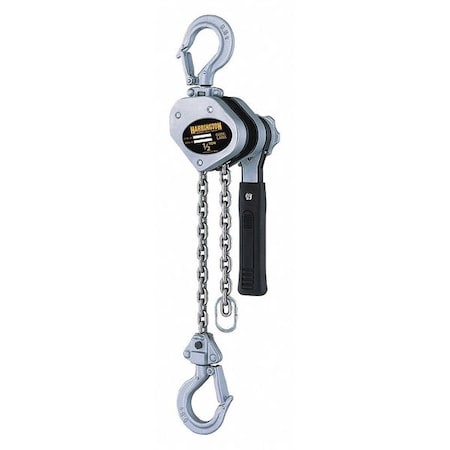 Lever Chain Hoist, 1, 000 lb Load Capacity, 15 ft Hoist Lift, 29/32 in Hook Opening MPN:LX005-15