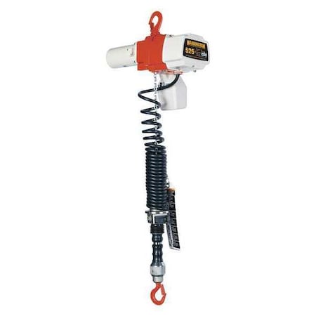 Electric Chain Hoist, 2, 000 lb, 20 ft, Hook Mounted - No Trolley, 208-230/460V AC, Yellow MPN:NER010L-20