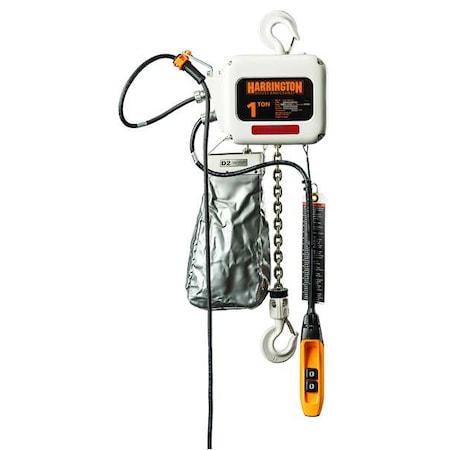 Electric Food Grade Chain Hoist, 4, 000 lb, 10 ft, Hook Mounted - No Trolley, 230/460V AC, White MPN:NER020L-FG-10