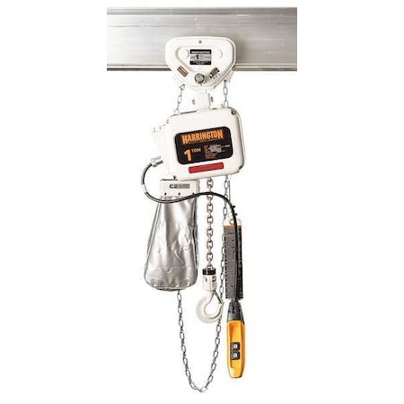 Electric Chain Hoist, 4, 000 lb, 15 ft, Geared Trolley, 460V AC, White MPN:NERG020LD-FG-15