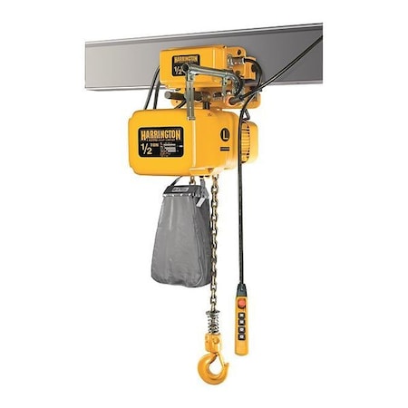 Electric Chain Hoist, 1, 000 lb, 20 ft, Motorized Trolley, 208-230/460V AC, Yellow MPN:NERM005L-L-20