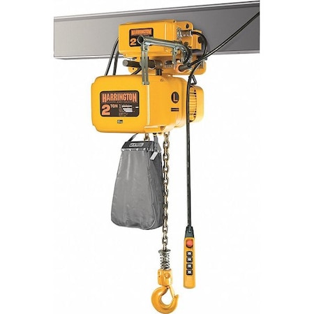 Electric Chain Hoist, 4, 000 lb, 15 ft, Motorized Trolley, 208-230/460V AC, Yellow MPN:NERM020C-L-15