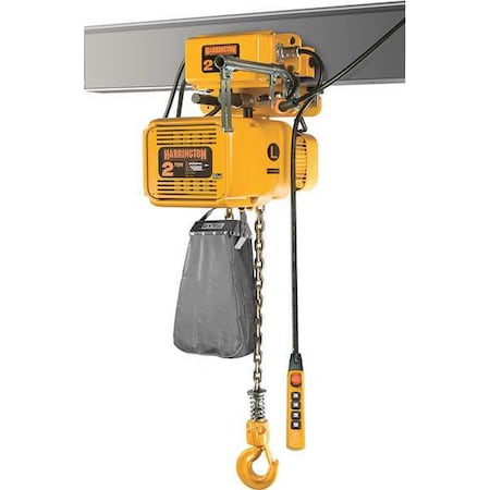 Electric Chain Hoist, 4, 000 lb, 15 ft, Motorized Trolley, 230V AC, Yellow MPN:NERM020CD-L-15 / 230V