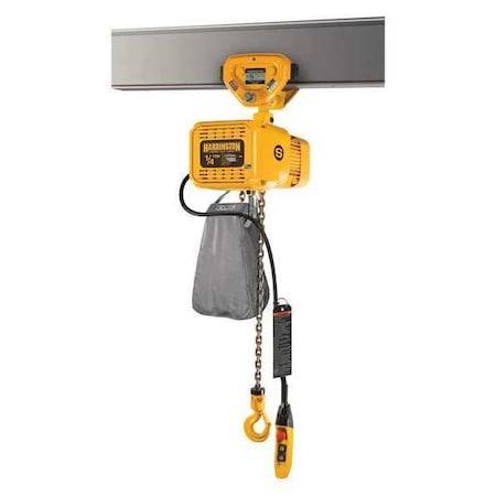 Electric Chain Hoist, 500 lb, 20 ft, Push Trolley, 230V AC, Yellow MPN:NERP003HD-20 / 230v
