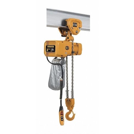 Electric Chain Hoist, 4, 000 lb, 10 ft, Push Trolley, 460V AC, Yellow MPN:NERP020CD-10 / 460v