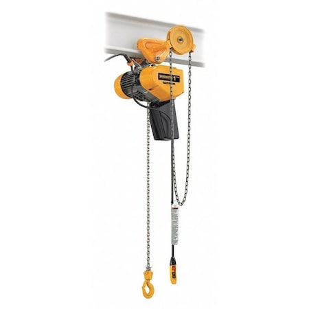 Electric Chain Hoist, 1, 000 lb, 20 ft, Geared Trolley, 115V AC, Yellow MPN:SEQG005SD-20