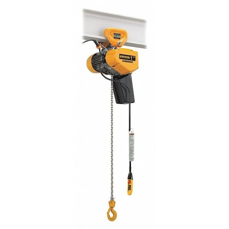 Electric Chain Hoist, 1, 000 lb, 10 ft, Push Trolley, 115V AC, Yellow MPN:SEQP005SD-10