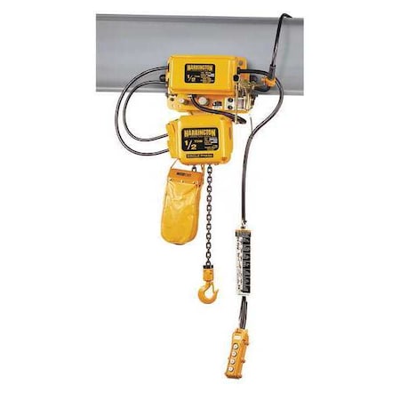 Electric Chain Hoist, 6, 000 lb, 10 ft, Hook Mounted - No Trolley, 115/230V AC, Yellow MPN:SNER030C-10