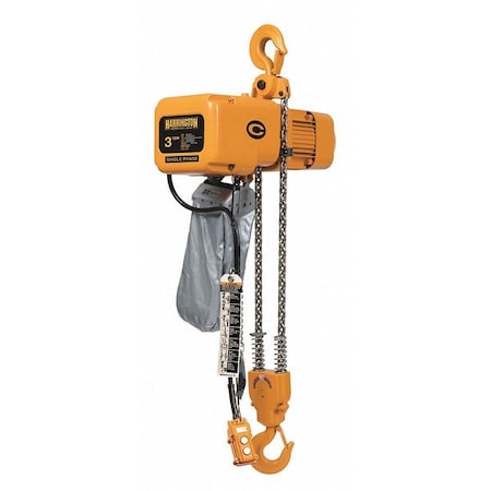 Electric Chain Hoist, 6, 000 lb, 20 ft, Hook Mounted - No Trolley, 115/230V AC, Yellow MPN:SNER030C-20