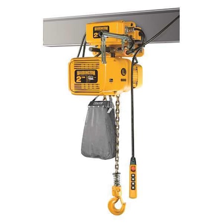 Electric Chain Hoist, 1, 000 lb, 20 ft, Motorized Trolley, 115/230V AC, Yellow MPN:SNERM005L-L-20