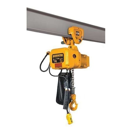 Electric Chain Hoist, 500 lb, 20 ft, Push Trolley, 115/230V AC, Yellow MPN:SNERP003S-20