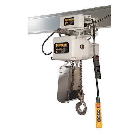 Electric Chain Hoist, 6, 000 lb, 20 ft, Push Trolley, 115/230V AC, Yellow MPN:SNERP030C-20