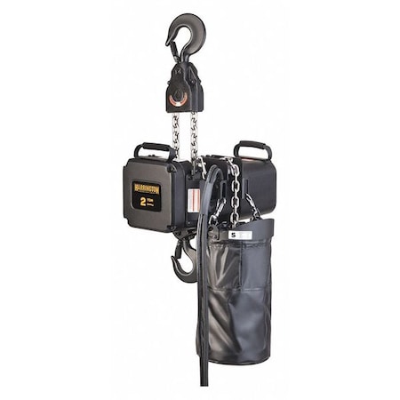 Electric Theatre Chain Hoist, 4, 000 lb, 10 ft, Hook Mounted - No Trolley, 208-230/460V AC, Black MPN:TNER020L-10