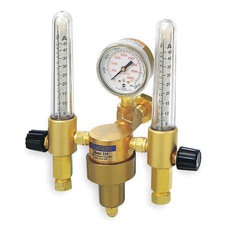 Dual Flowmeter Regulator, Argon, Helium, Single Stage, 0.965