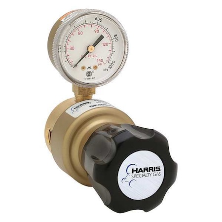 Specialty Gas Regulator, Argon, Helium, Nitrogen, Single Stage, 1/4 in Inlet, 1/4 in Outlet MPN:403015000D