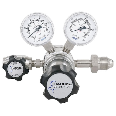 High Purity Gas Regulator, Argon, Helium, Nitrogen, Two Stage, 0.965