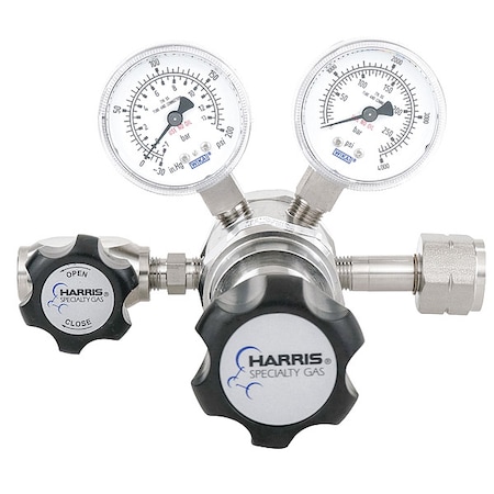 High Purity Gas Regulator, Hydrogen, Methane, Two Stage, 0.825