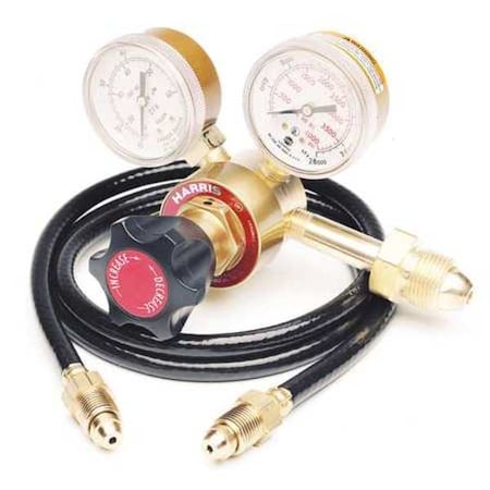 Flow Gauge Regulator and Hose Kit, Argon, Carbon Dioxide, Two Stage, 0.965