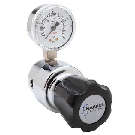 High Purity Gas Regulator, Argon, Helium, Nitrogen, Single Stage, 1/4 in Inlet, 1/4 in Outlet MPN:KH1035
