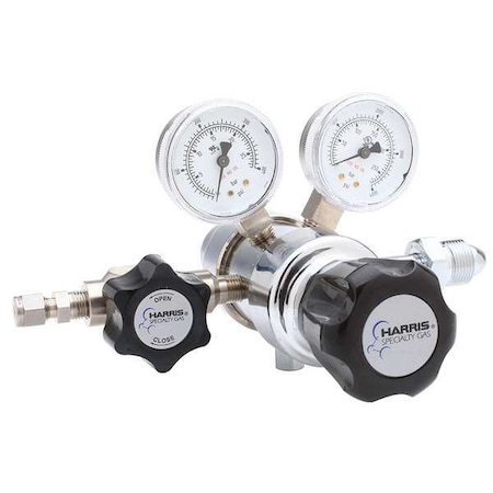 High Purity Gas Regulator, Hydrogen, Methane, Two Stage, 0.825