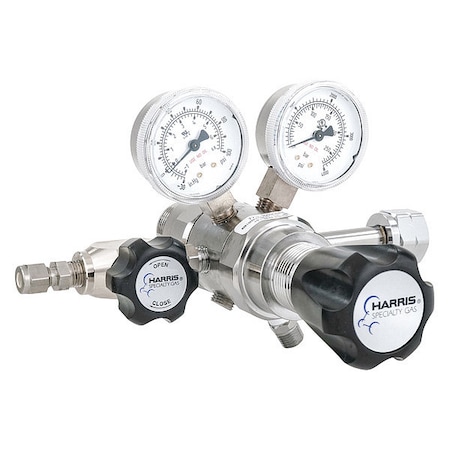 High Purity Gas Regulator, Hydrogen, Methane, Two Stage, 0.825