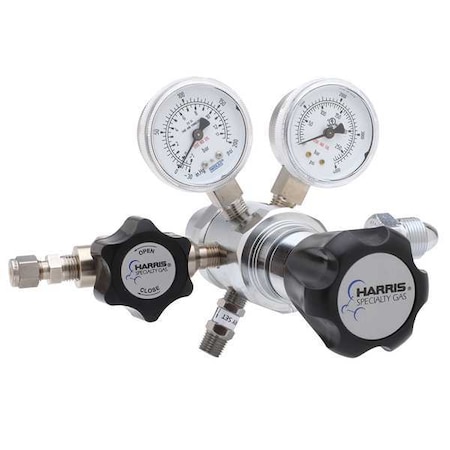 High Purity Gas Regulator, Hydrogen, Methane, Two Stage, 0.825