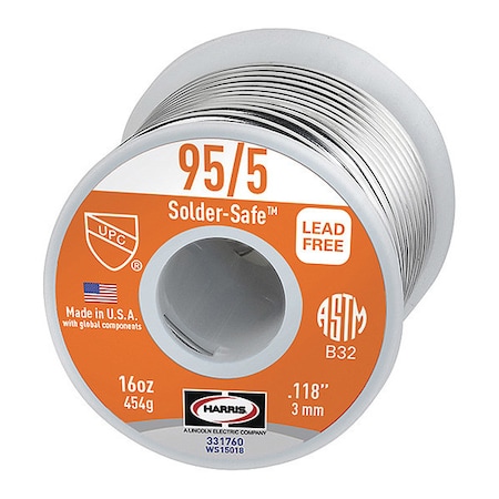 Solid Wire Solder, Dia 0.118 In, 1lb MPN:331760