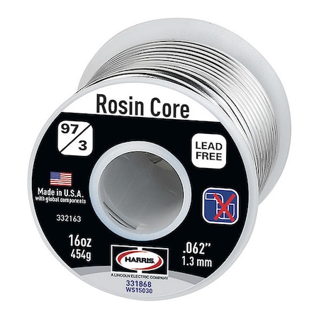 Rosin Core Solder, Dia 0.062 In, 1lb MPN:331868
