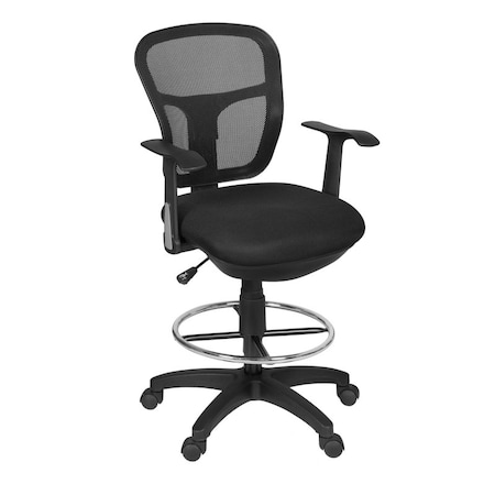 Regency Harrison Mesh Back Rolling Adjustable Swivel Bar Height Drafting Stool with Arms- Black MPN:5125STBK