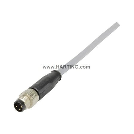 Cordset, 1 m Cable, PVC, Gray MPN:21348000380010