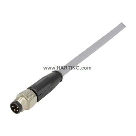 Cordset, 1 m Cable, PVC, Gray MPN:21348000481010