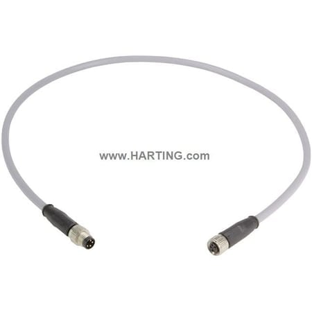 Cordset, 1 m Cable, PVC, Gray MPN:21348081481010
