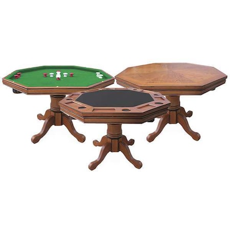 3-in-1 Gaming Table, 48 in Dia, Honey Oak MPN:BG2351T