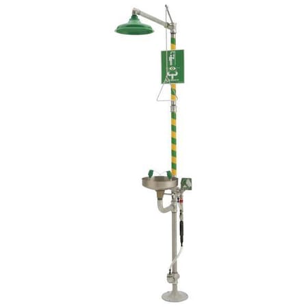 Shower with Eyewash, Floor Mount, Galvanized Steel Pipe, 93 in H, Stainless Steel Bowl, Gray MPN:8300.158