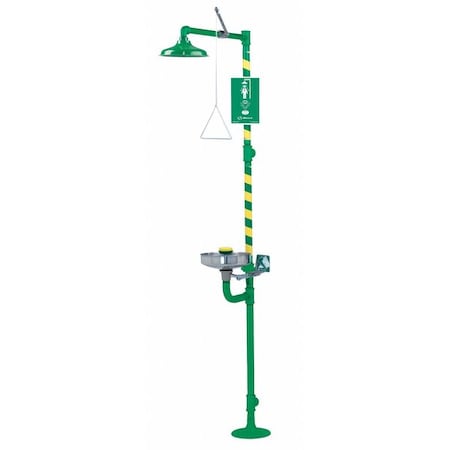 Shower with Eyewash, Floor Mount, Epoxy-Coated Galvanized Steel Pipe, 93 in H, Stainless Steel Bowl MPN:8300CRP-8309CRP