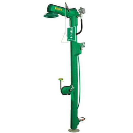 Shower with Eyewash, Floor Mount, Stainless Steel Pipe, 95 1/2 in H, No Bowl Bowl, Green MPN:8317CTFP
