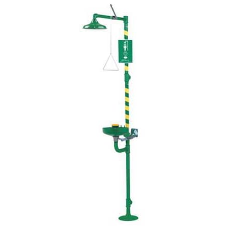 Shower with Eyewash, Floor Mount, Epoxy-Coated Galvanized Steel Pipe, 93 3/4 in H, Plastic Bowl MPN:8320CRP