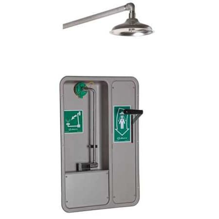 Shower with Eyewash, Wall Mount, Stainless Steel Pipe, 32 in H, No Bowl Bowl, Gray MPN:8355WCW