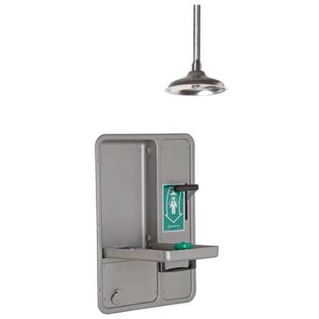 Shower with Eyewash, Ceiling (Shower), Wall (Eyewash) Mount, Stainless Steel Pipe, 32 in H, Silver MPN:8356WCDD