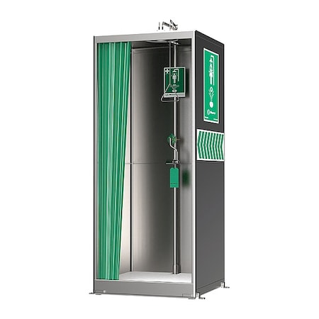 Enclosed Walk-Through Shower with Eye/Face Wash, Floor Mount, Stainless Steel Pipe, 87 1/4 in H MPN:8606SS