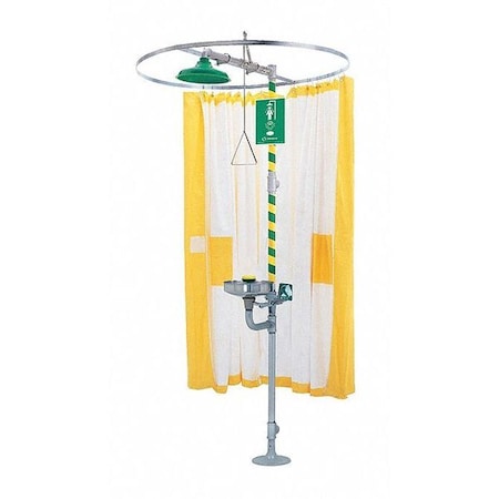 Shower Curtain, Tyvek, Yellow, For Use With, Shower, Shower with Eyewash MPN:9037
