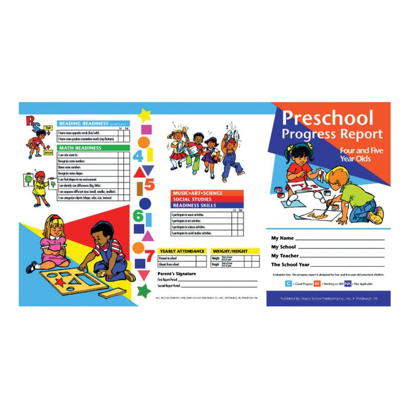 Hayes Preschool Progress Report Cards, Age 4-5, 10 Report Cards Per Pack, Set Of 6 Packs MPN:H-PRC2-6