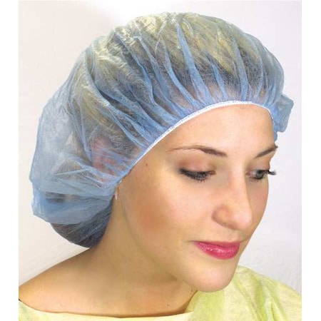 Bouffant Cap, Polypropylene, 24 in Dia., Blue, L, 500 PK MPN:HCS3010