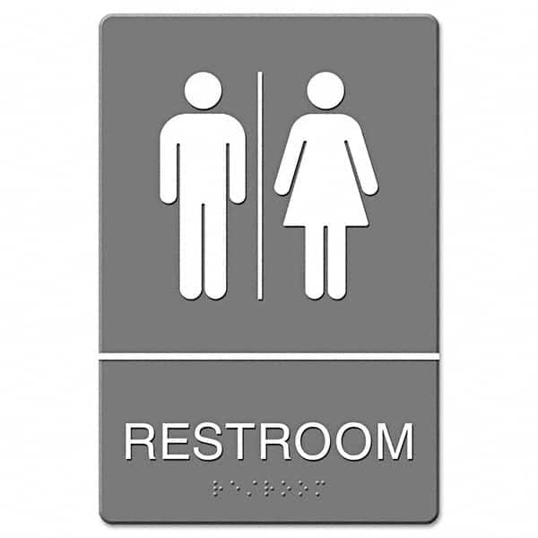 Architectural Signs, Type: Location Sign, ADA Location Markers , Sign Type: Location Sign , Legend: RESTROOMS , Message or Graphic: Message & Graphic  MPN:USS4812