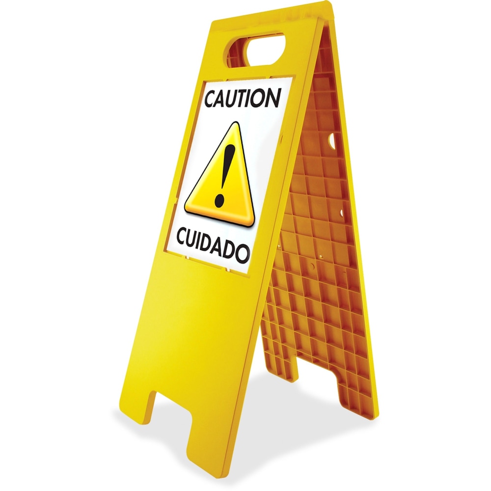 U.S. Stamp & Sign Customizable Floor Tent Sign, 25 1/2in x 10 1/2in, Yellow (Min Order Qty 2) MPN:05693