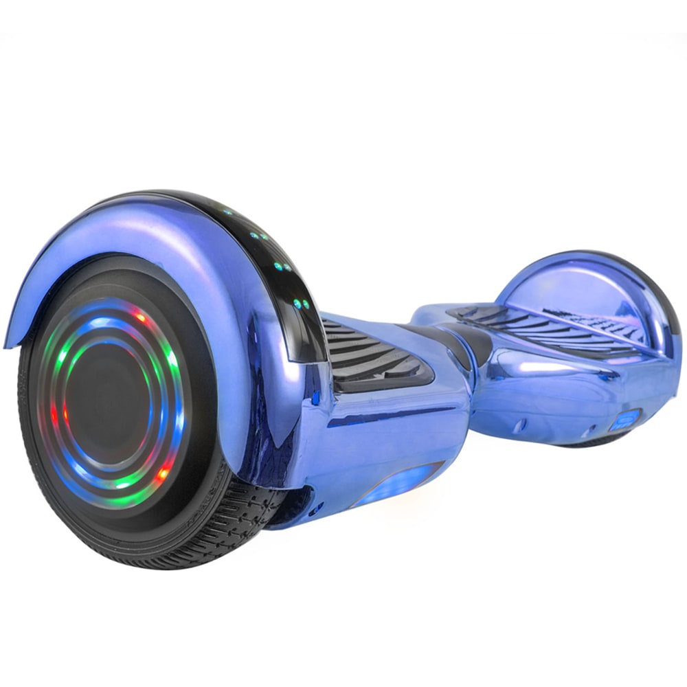 AOB Hoverboard With Bluetooth Speakers, 7inH x 27inW x 7-5/16inD, Blue/Chrome MPN:995109497M